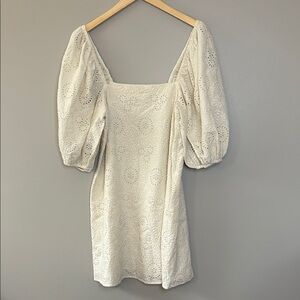 Jen’s Pirate Booty Ashbury Swirl Cream Eyelet Puff Sleeve Mini Dress Size XS